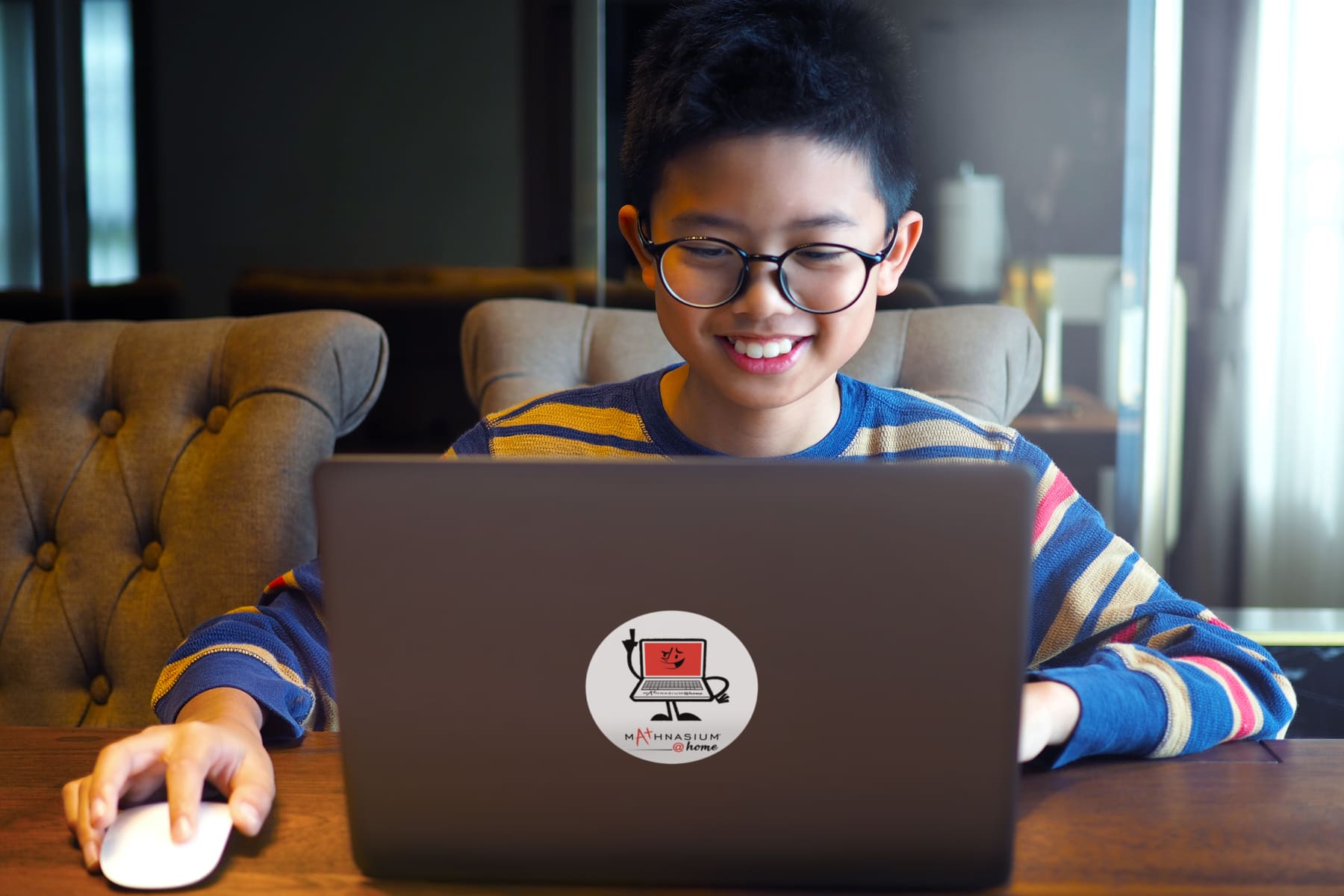 A student learning second grade math with Mathnasium@Home.