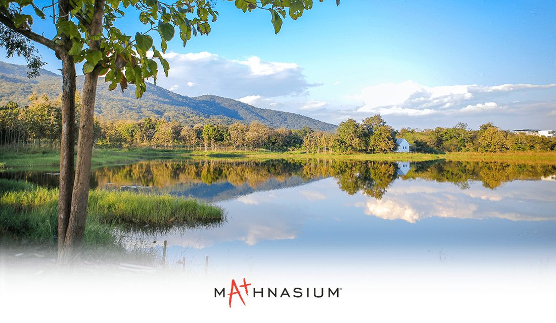 Reflection in math; image of nature reflecting over a lake