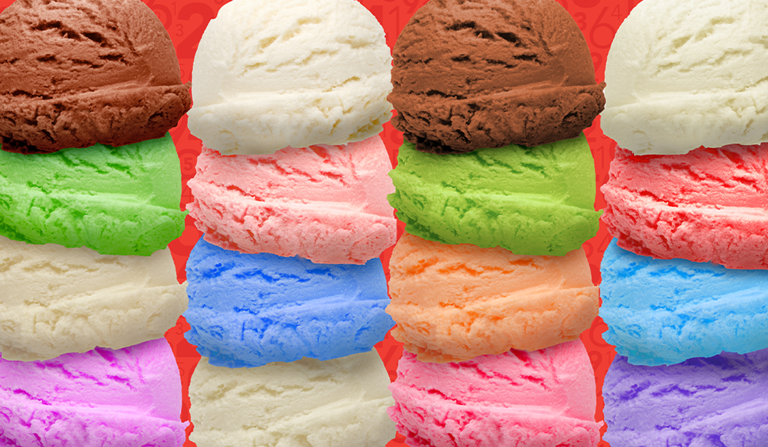 Colorful ice cream scoops