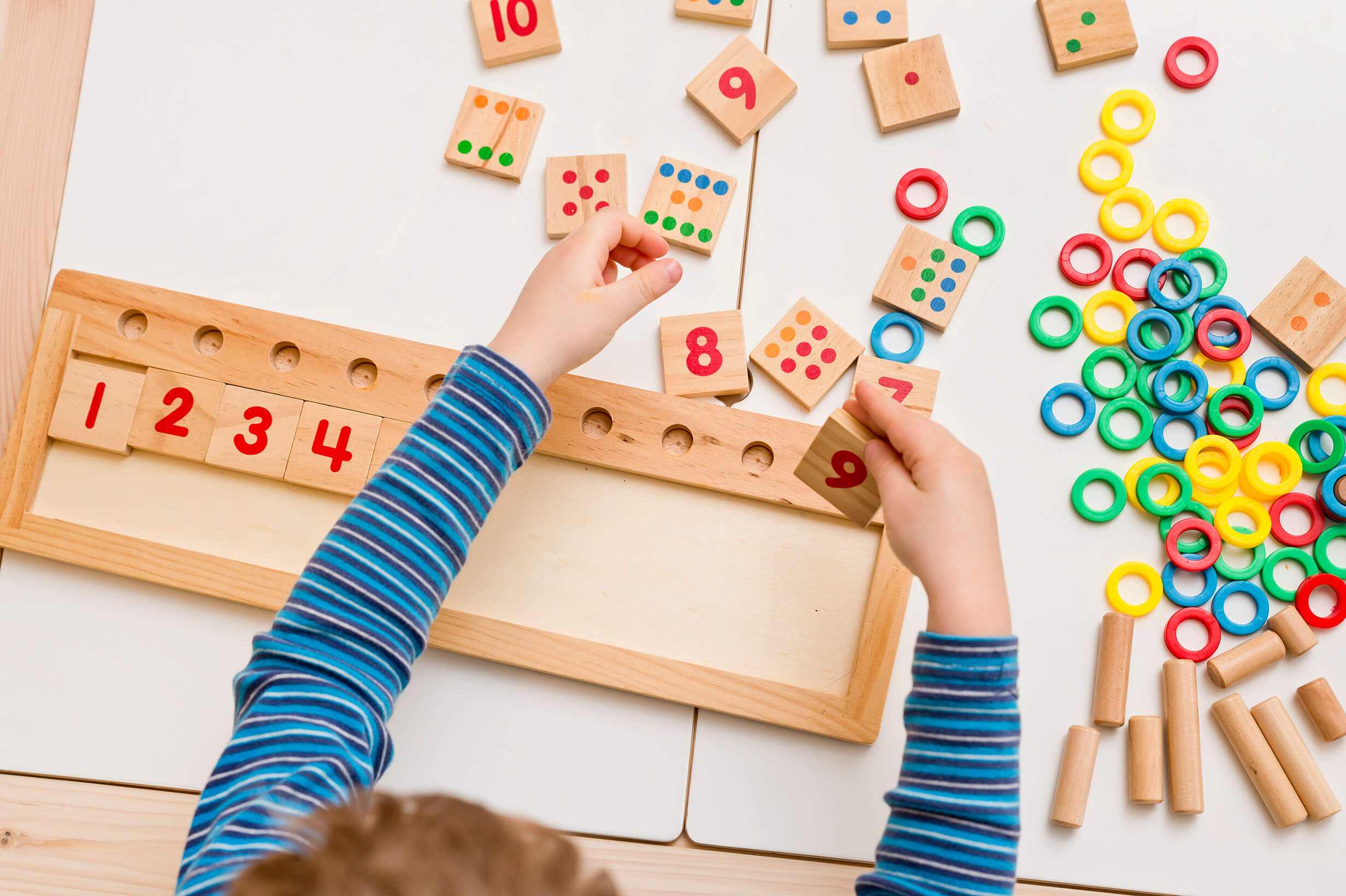 Child using math learning tools