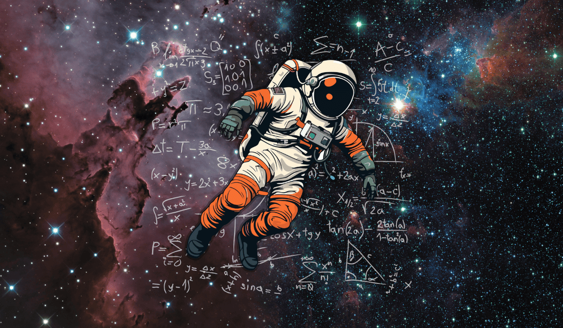 Cartoonish image of an astronaut in space surrounded by math equations