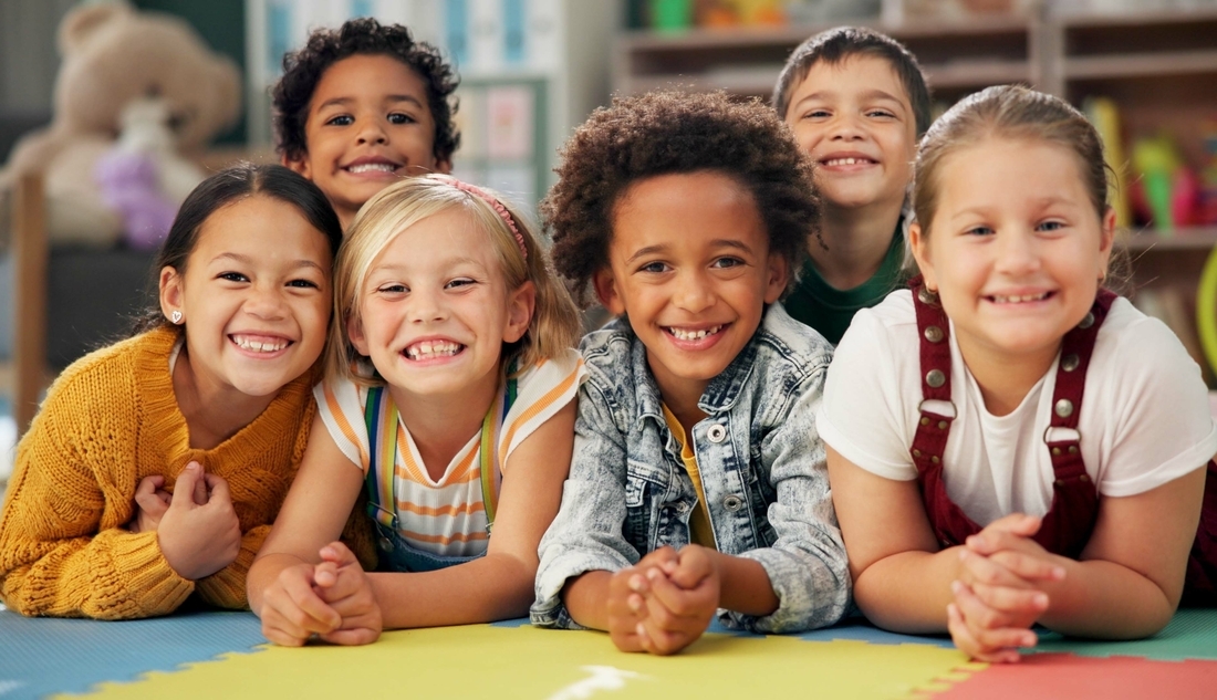 Kids smiling in the kindergarten